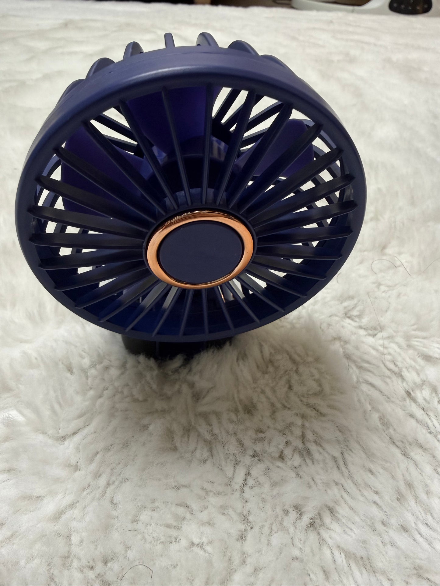 Portable Handheld Fan with LED Display – Navy Blue