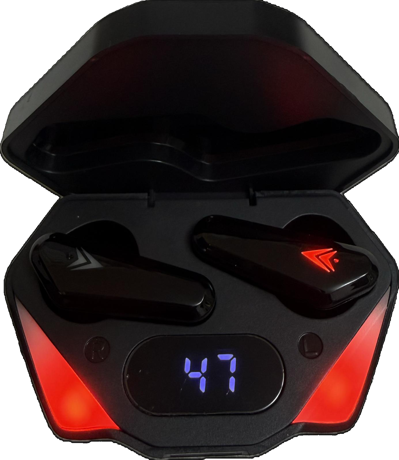 LED Gaming Wireless Earbuds with Charging Case – Black