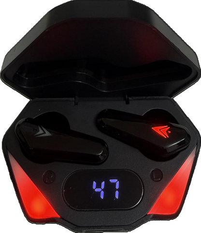 LED Gaming Wireless Earbuds with Charging Case – Black