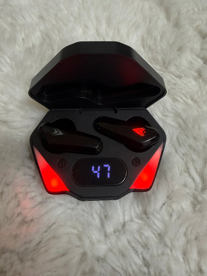 LED Gaming Wireless Earbuds with Charging Case – Black
