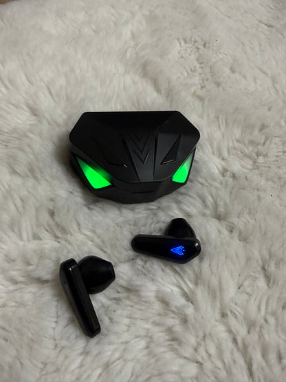 LED Gaming Wireless Earbuds with Charging Case – Black