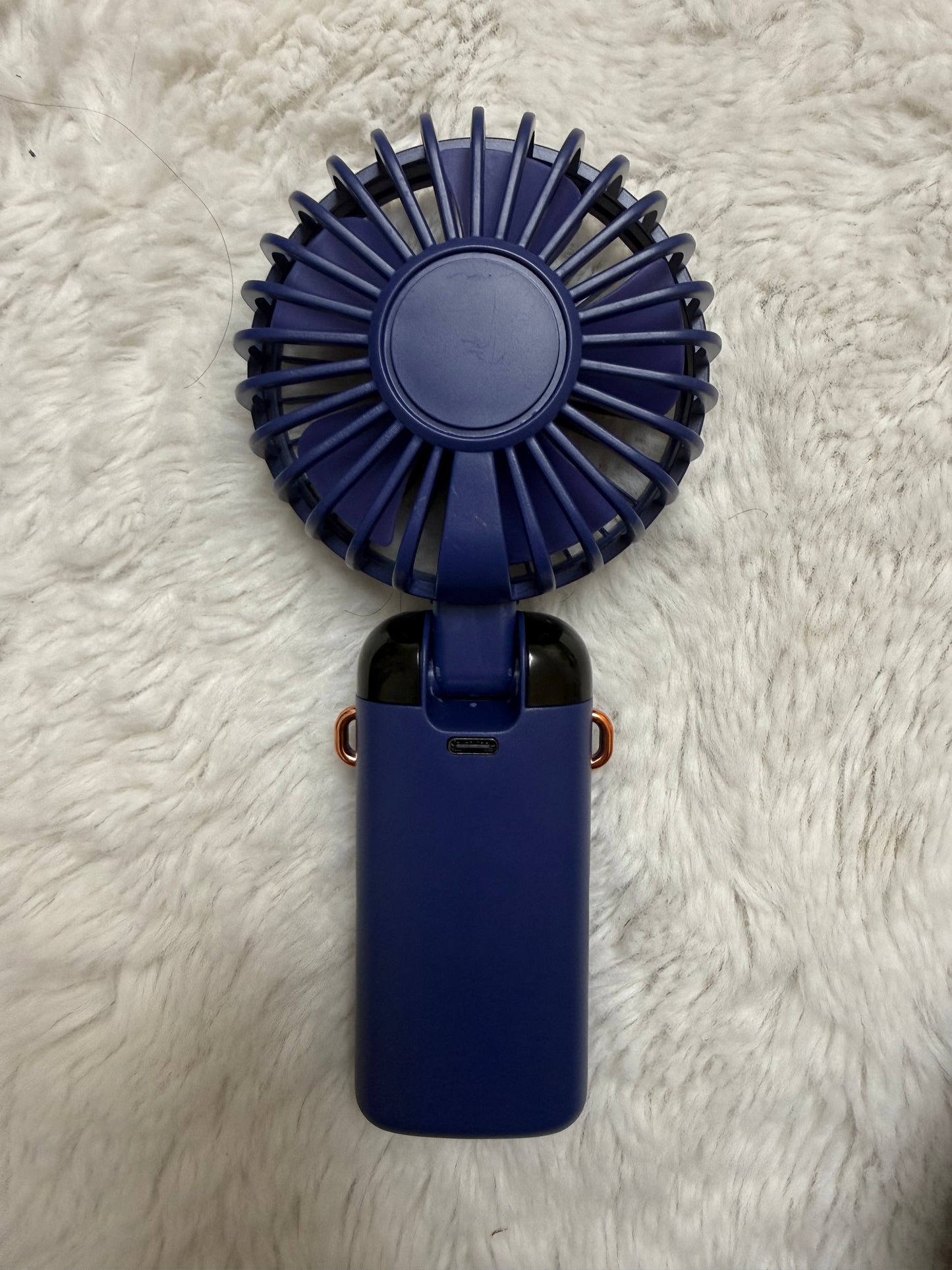 Portable Handheld Fan with LED Display – Navy Blue