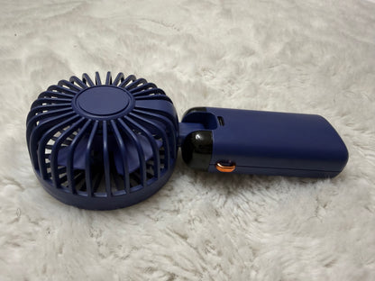 Portable Handheld Fan with LED Display – Navy Blue