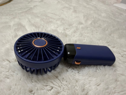 Portable Handheld Fan with LED Display – Navy Blue